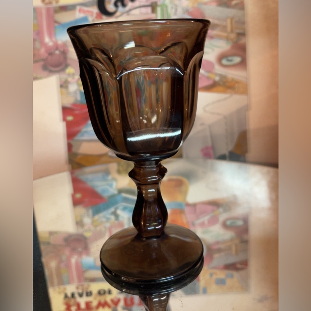 Vintage Old Williamsburg Style Nut Brown Wine Goblet